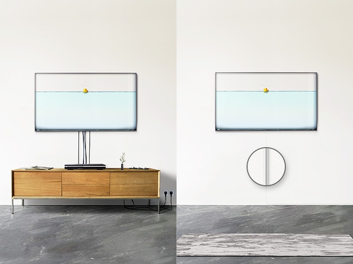 일반 케이블선과 매직케이블 설치 모습을 비교하여 보여주고 있습니다.