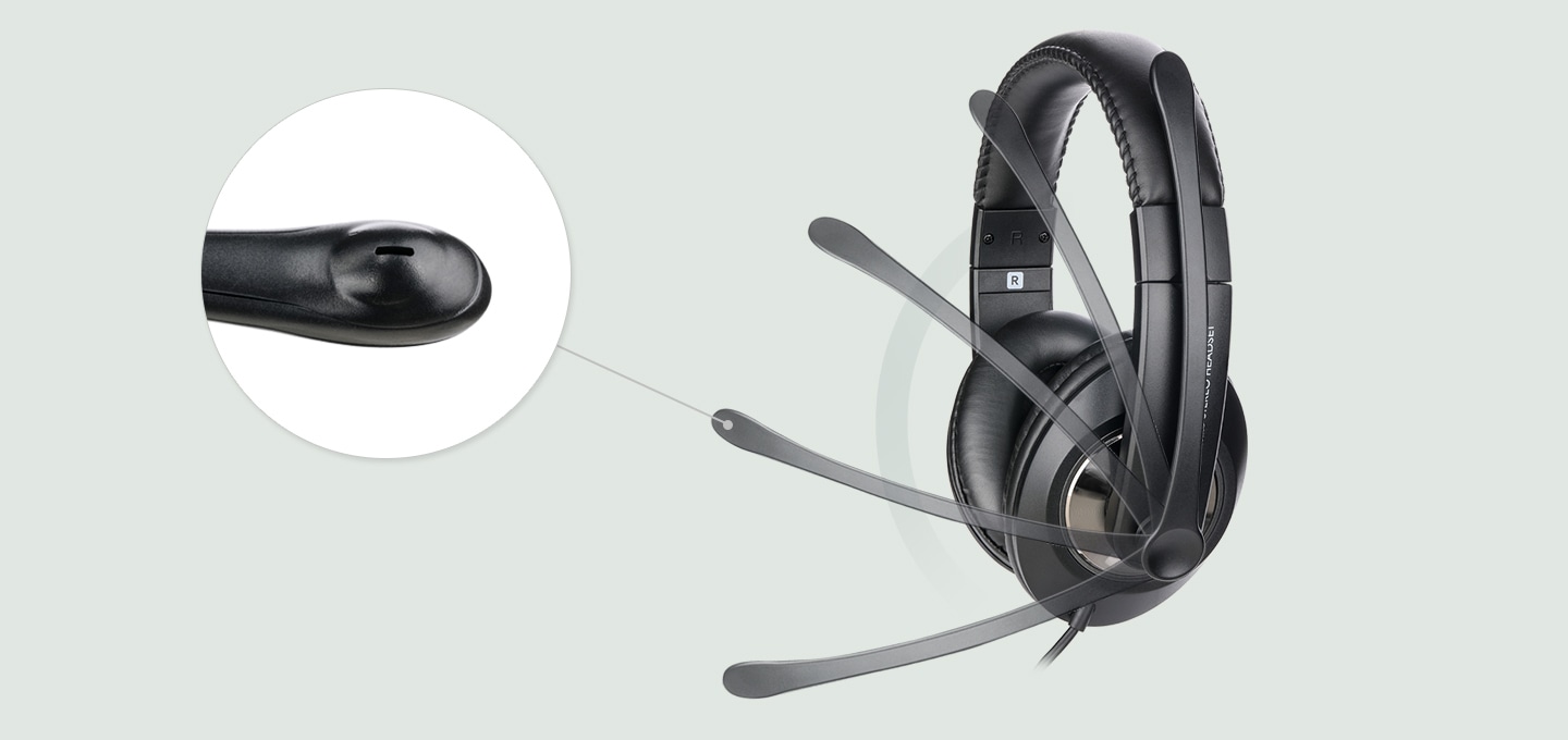 바닥에 놓인 제품과 확대된 마이크 홀이 보여지고 있습니다.