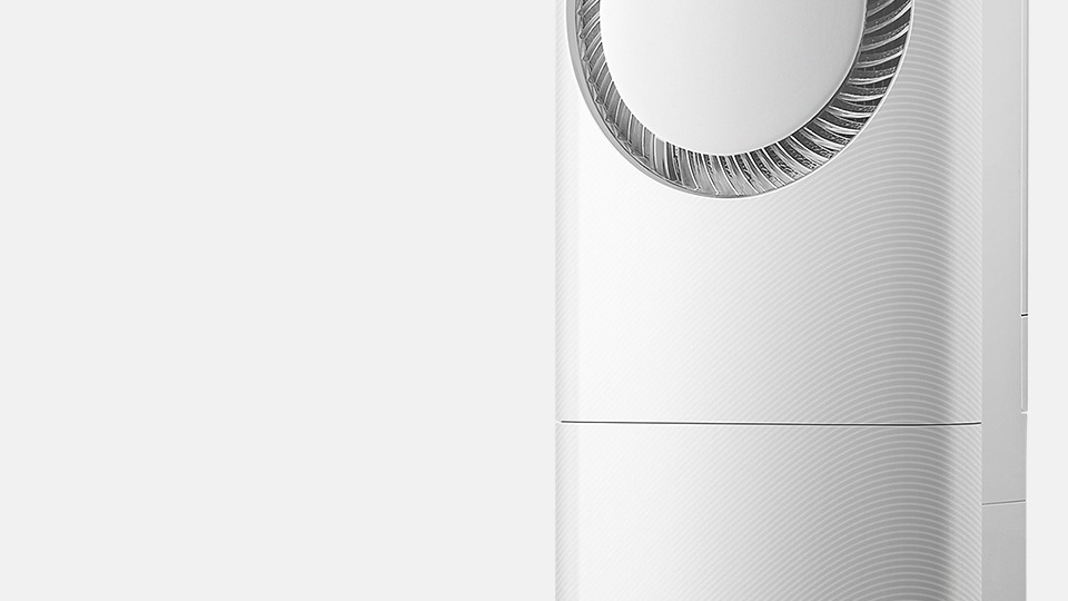 삼성 스마트에어컨 Q9000의 하단 바람문을 클로즈업하여 보여주고 있습니다.