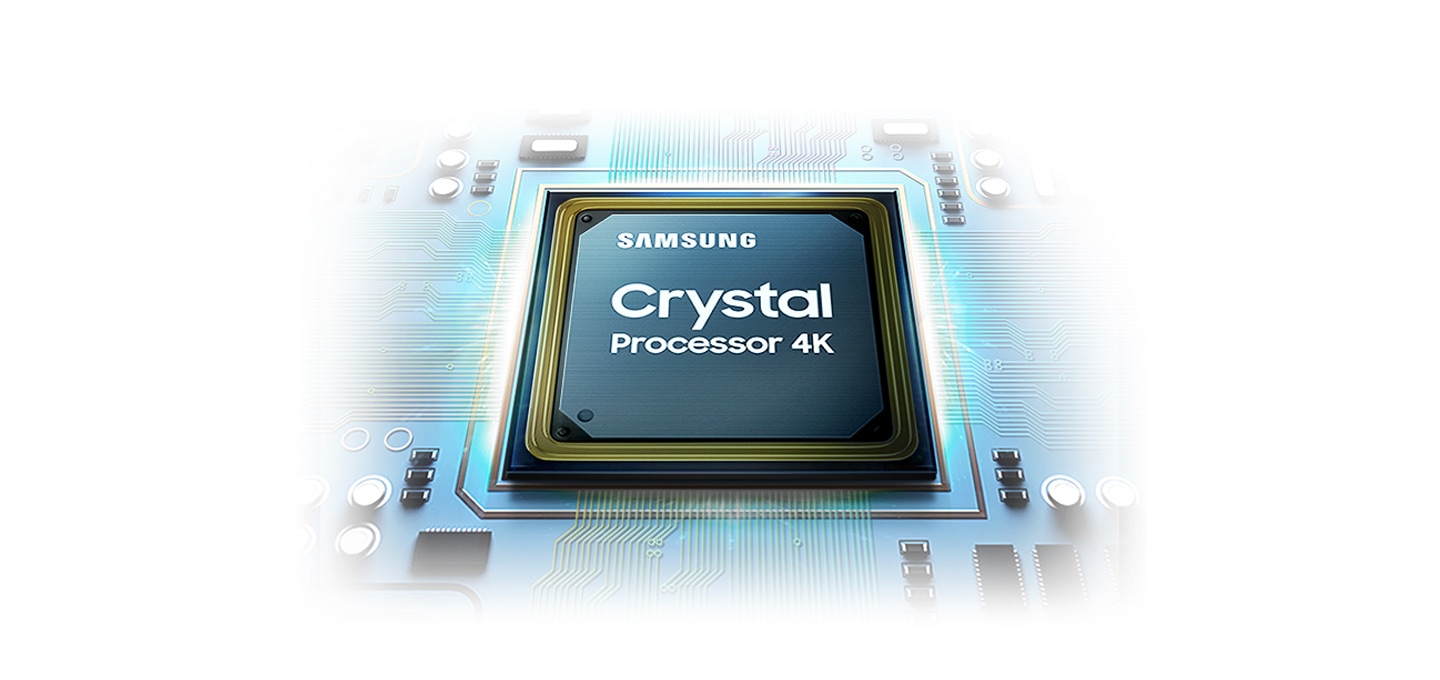 Crystal 프로세서 4K 반도체 칩을 보여주고 있습니다.