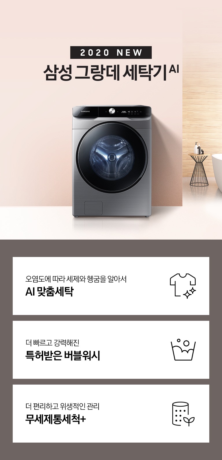 그랑데 세탁기 Ai 21 Kg | Wf21T6500Kp | Samsung 대한민국