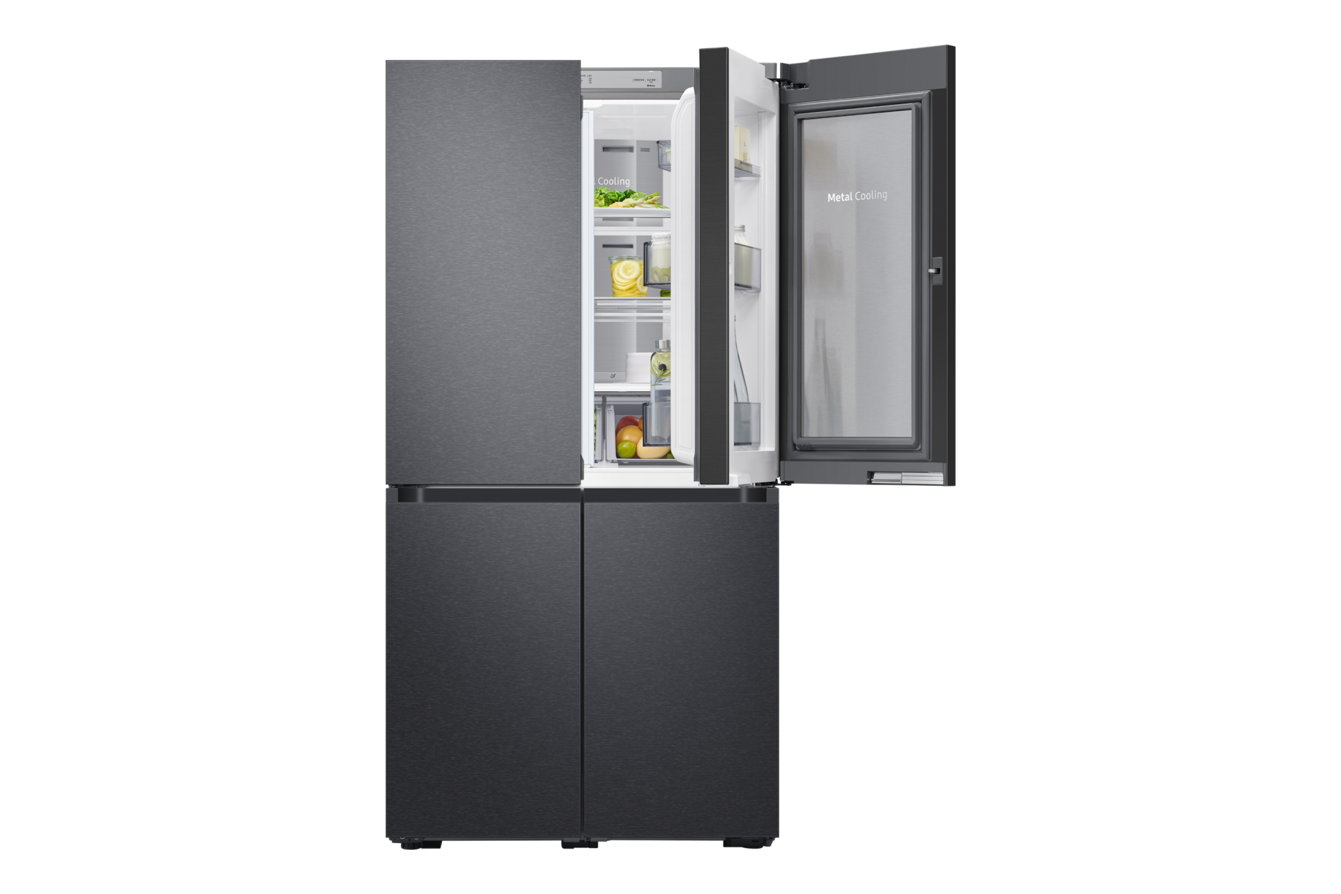 제품 상칸 오른쪽 인케이스 반쯤 열림 푸드쇼케이스 열림 내용물 있음