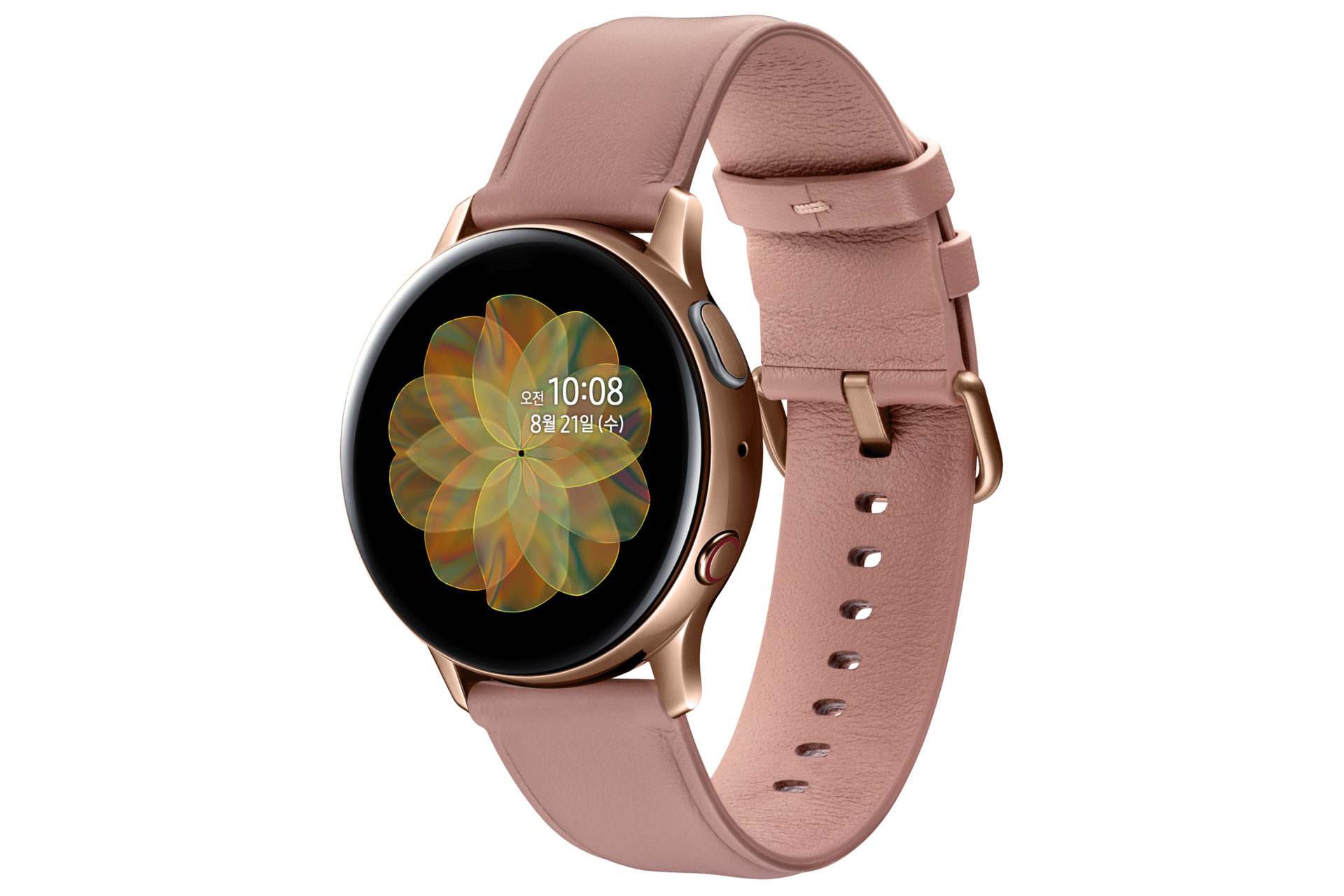 갤럭시 워치 액티브2 40 mm (LTE) 스테인리스 - 골드 정면 오른쪽 30도