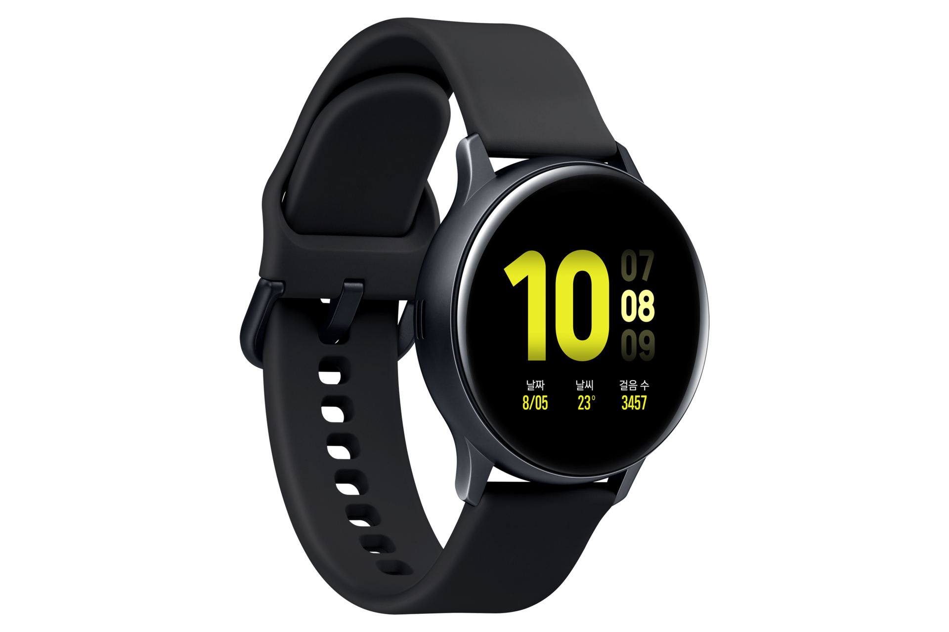 갤럭시 워치 액티브2 40 mm (LTE) 알루미늄 - 아쿠아 블랙 정면 왼쪽 30도