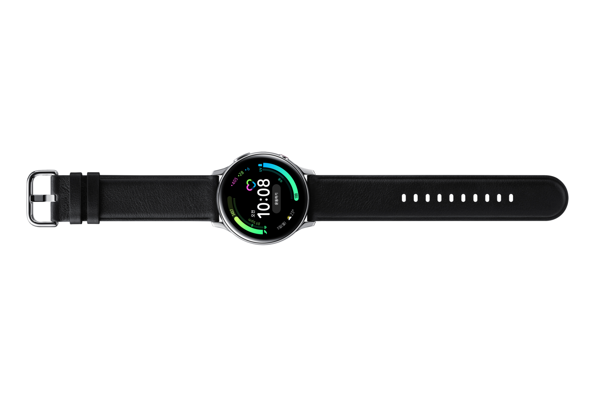 갤럭시 워치 액티브2 40 mm (LTE) 스테인리스 - 실버 펼친 모습