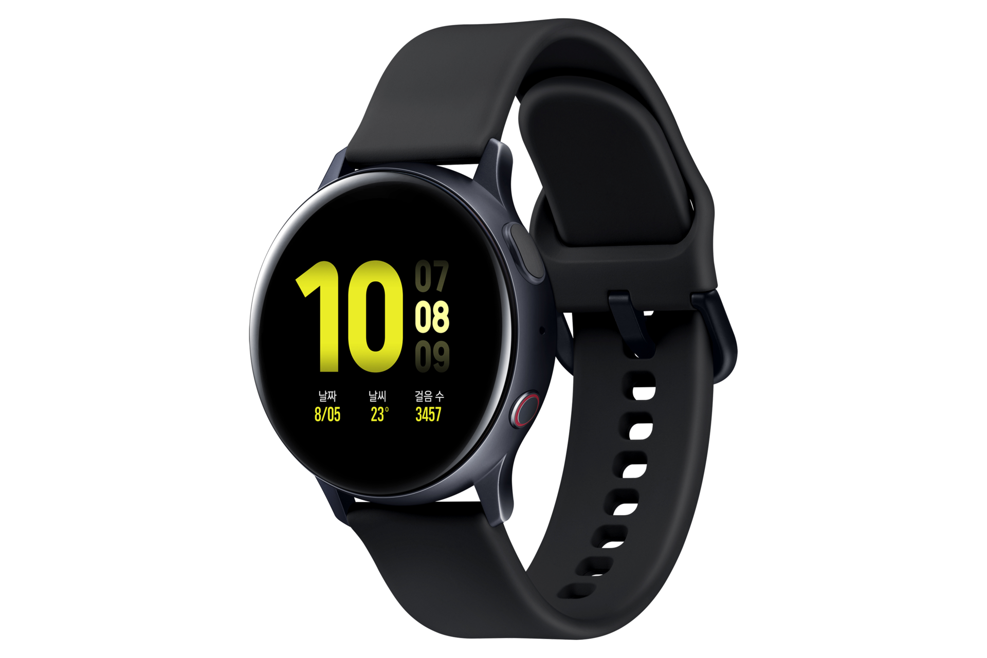 갤럭시 워치 액티브2 40 mm (LTE) 알루미늄 - 아쿠아 블랙 정면 오른쪽 30도