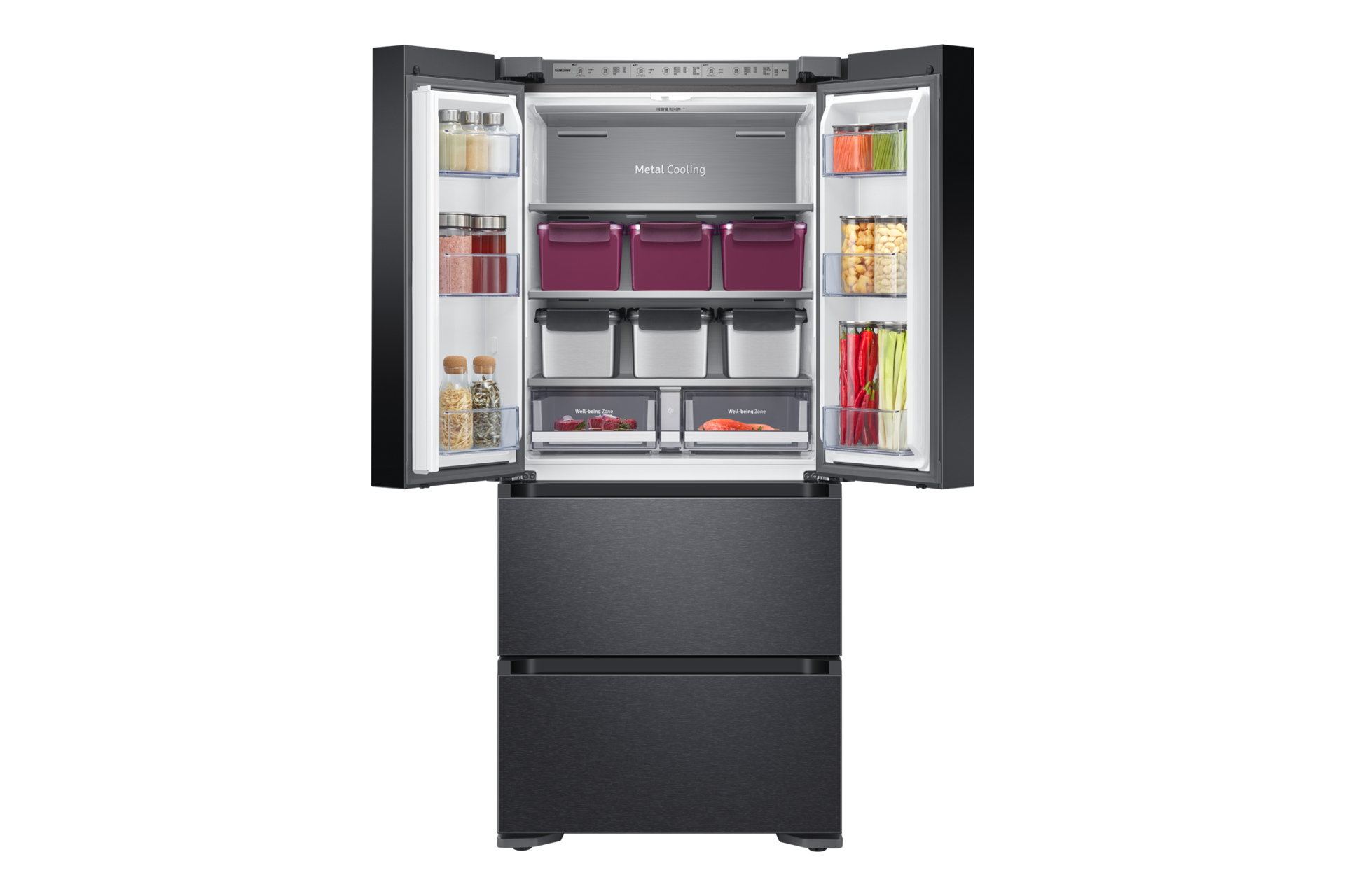 멧 헤어라인 다크그레이 앞면 상칸 양쪽문 열림 내용물 있음