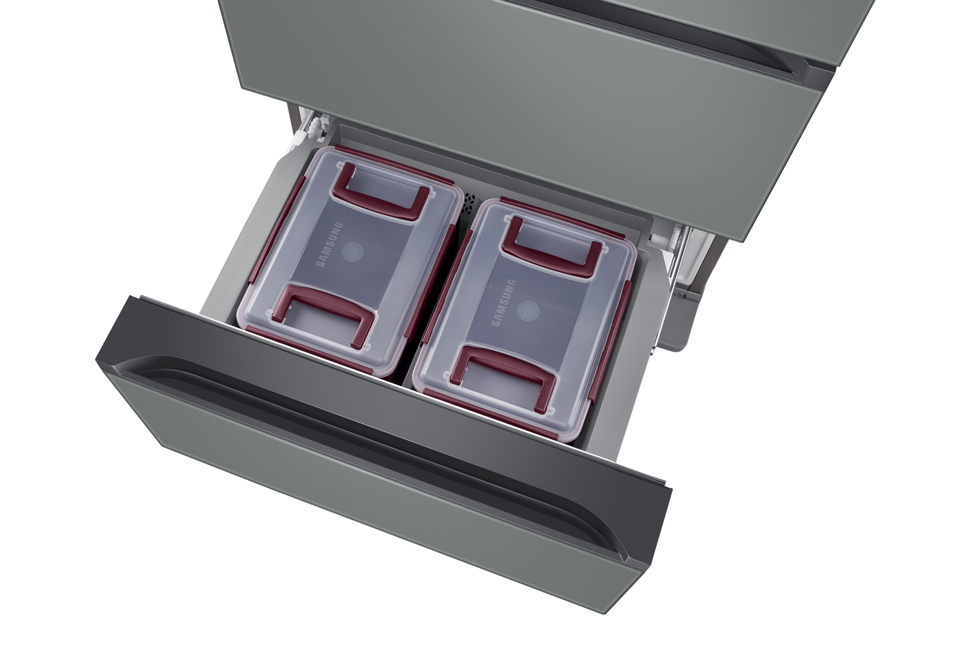 새틴 그레이 핑크 앞면 오른쪽 30도 하칸 서랍 열림 확대