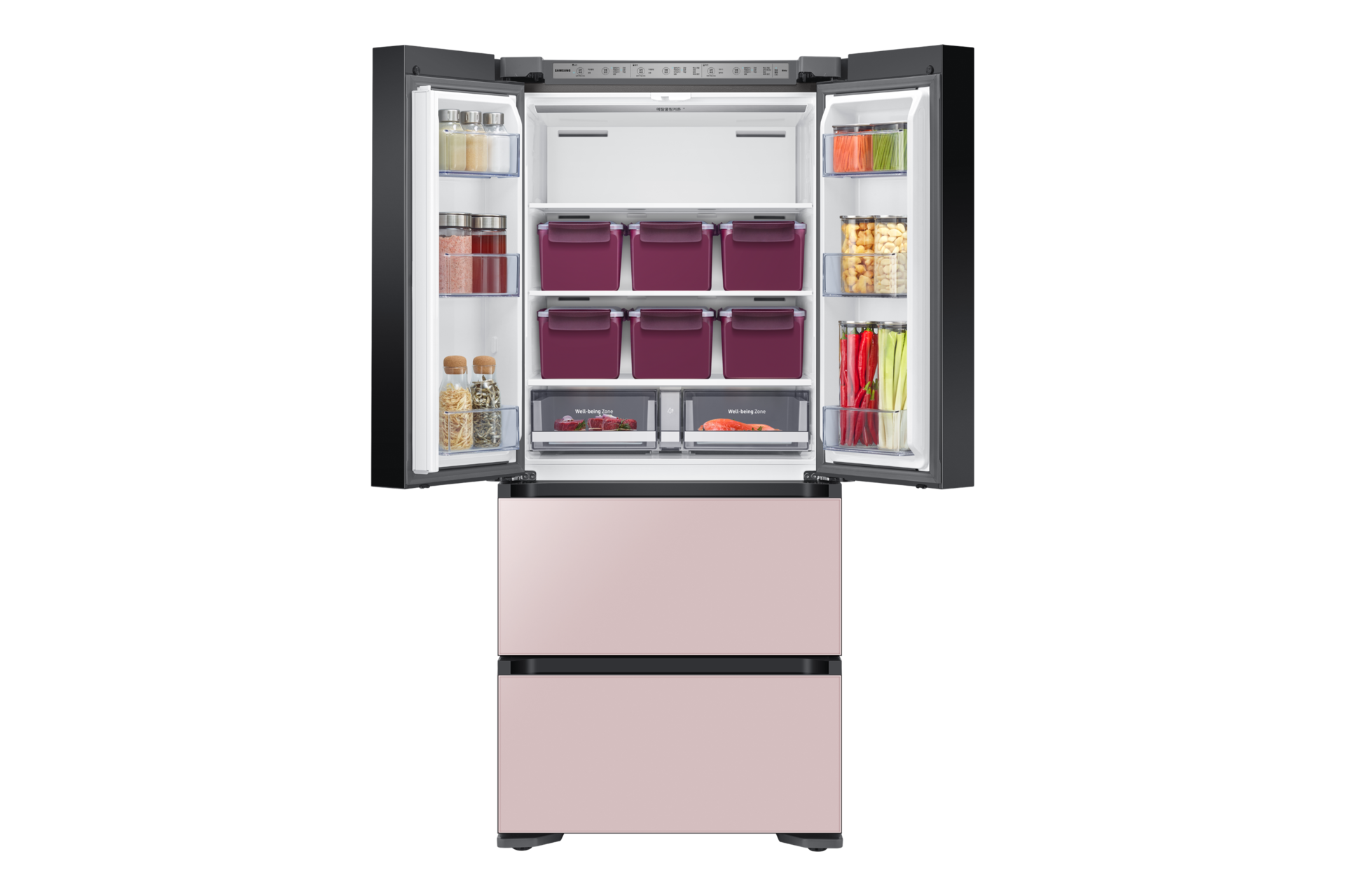 글램 핑크 앞면 상칸 양쪽문 열림 내용물 있음