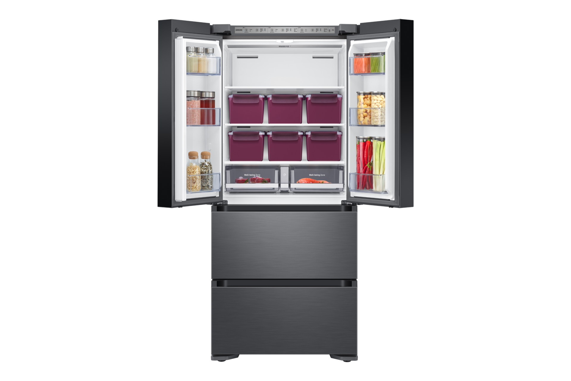 리파인드 이녹스 앞면 상칸 양쪽문 열림 내용물 있음