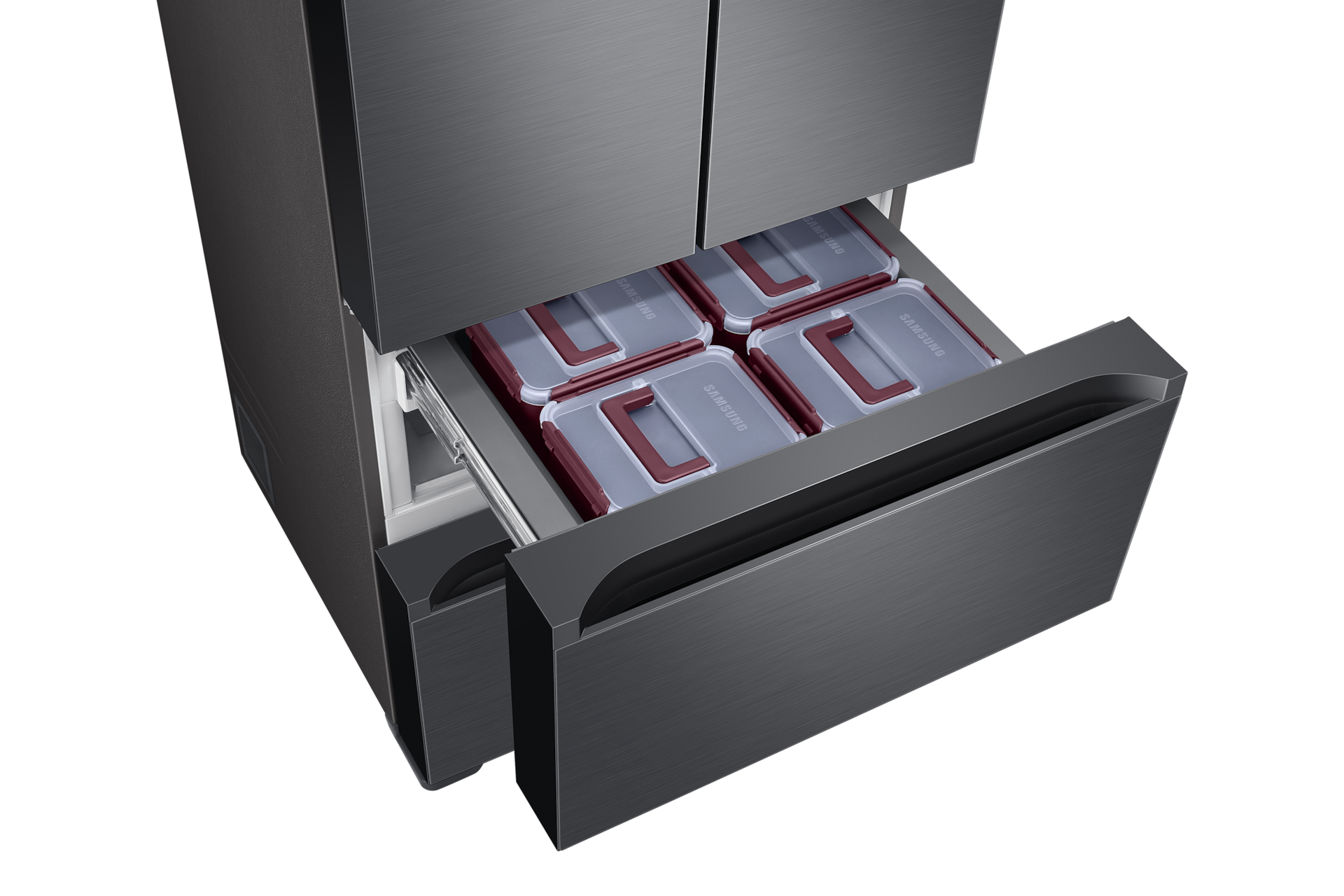 제품 앞면 왼쪽 30도 중칸 서랍 열림 확대