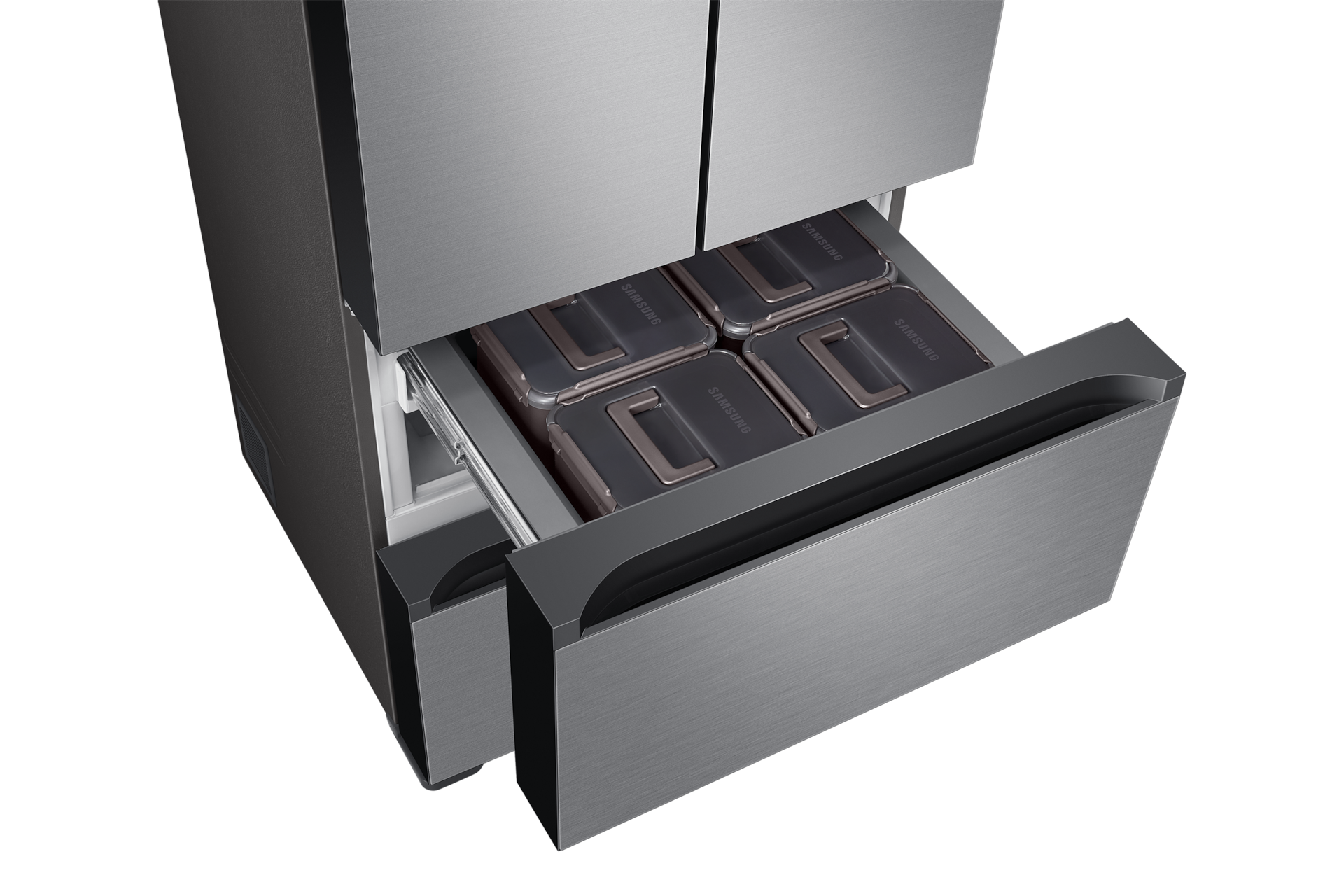 제품 앞면 왼쪽 30도 중칸 서랍 열림 확대