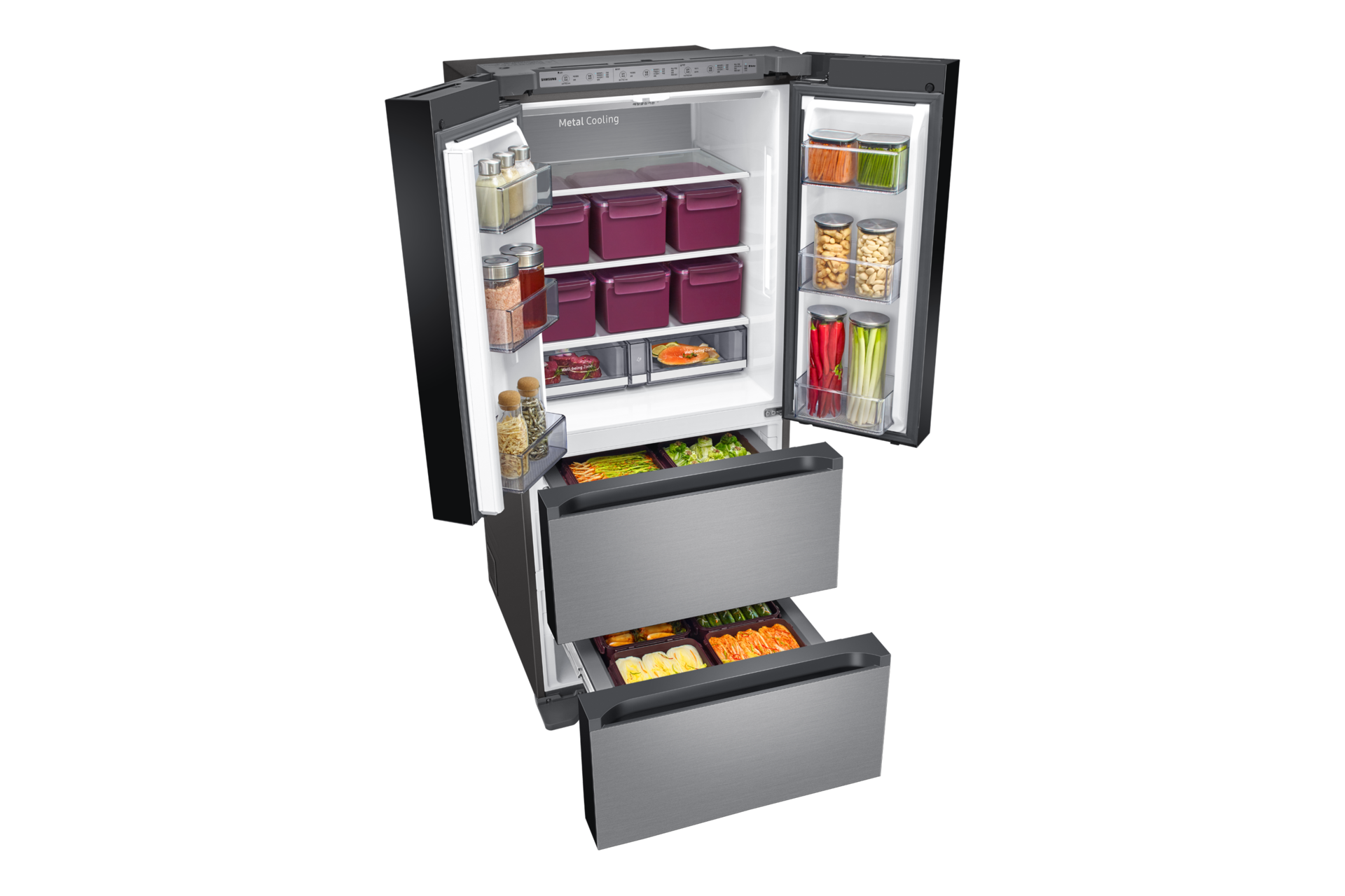 더블 실버 앞면 왼쪽 30도 상중하칸 열림 내용물 있음