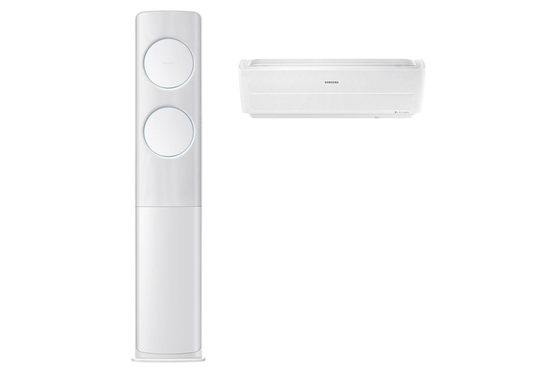 화이트 스탠드 에어컨 정면, 화이트 벽걸이 에어컨 정면