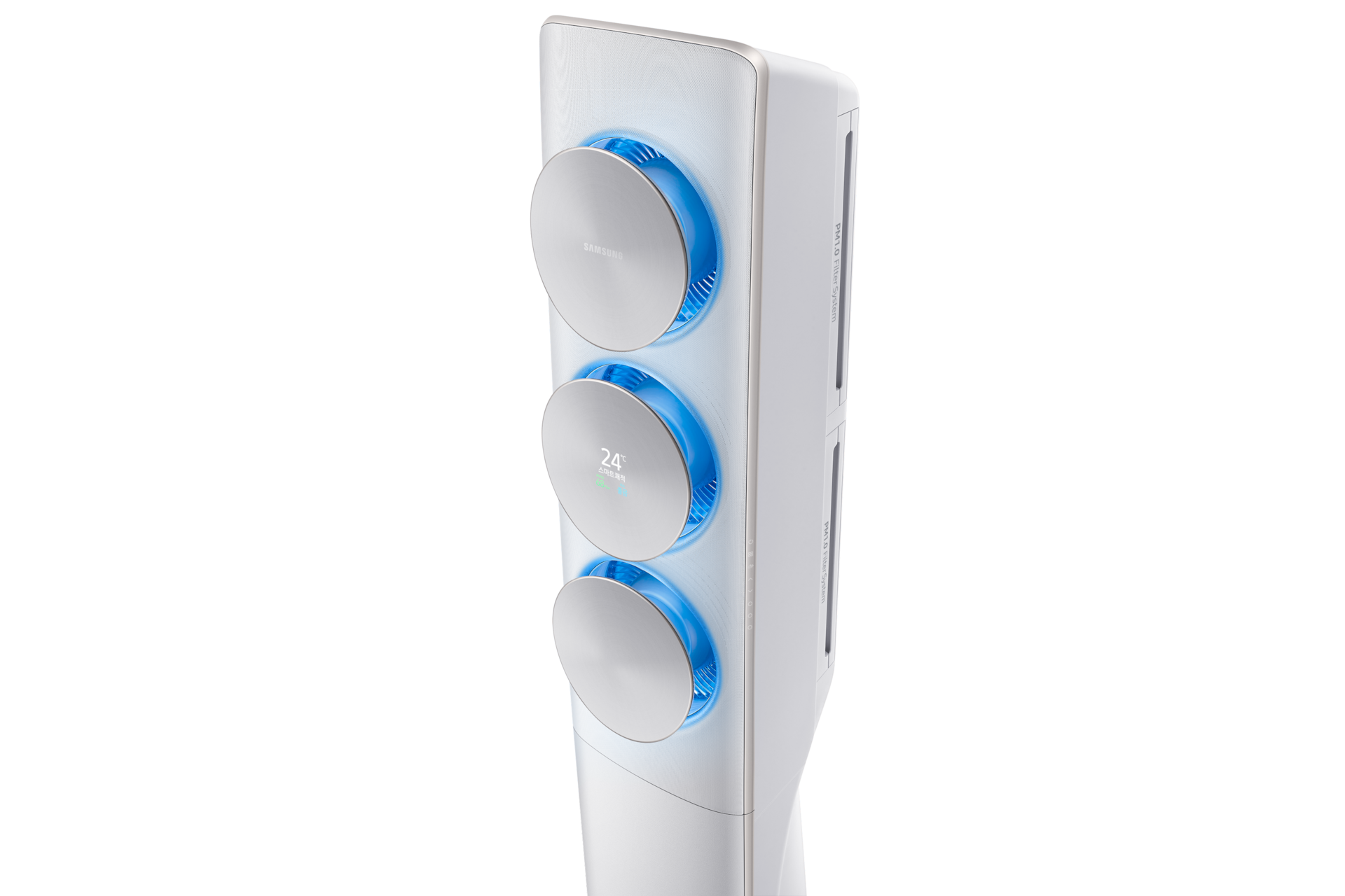 화이트 정면 왼쪽 60도 위 30도 전원 켜짐