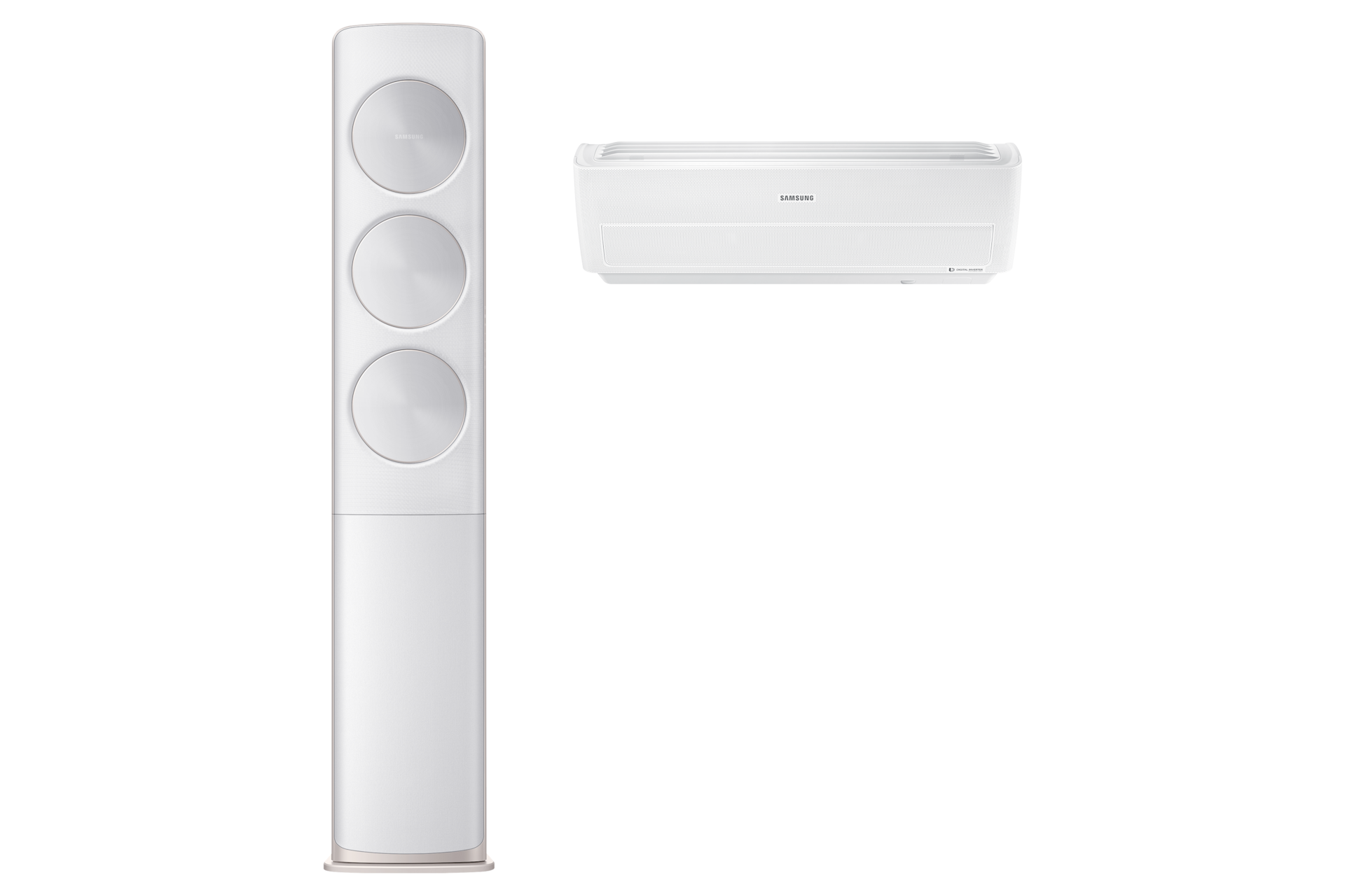 화이트 스탠드에어컨 정면, 화이트 벽걸이에어컨 정면