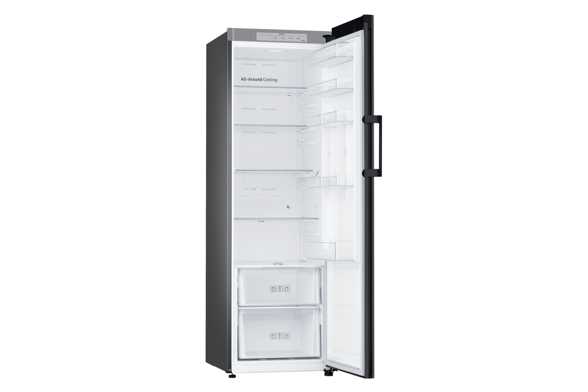 제품 왼쪽 측면 30도 도어 열림 내용물 없음