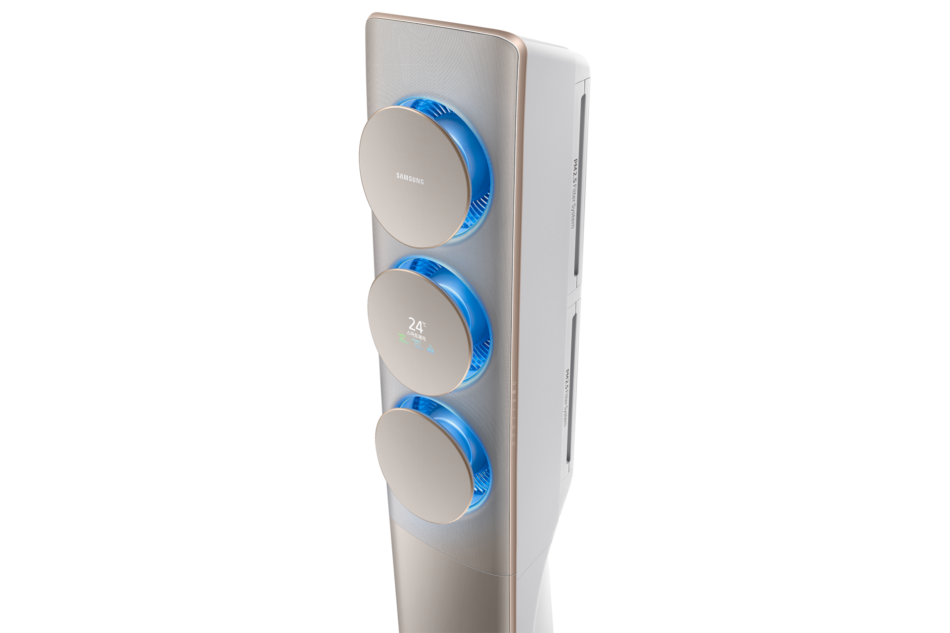 메탈 티타늄 정면 왼쪽 30도, 전원 켜짐, 상부 확대