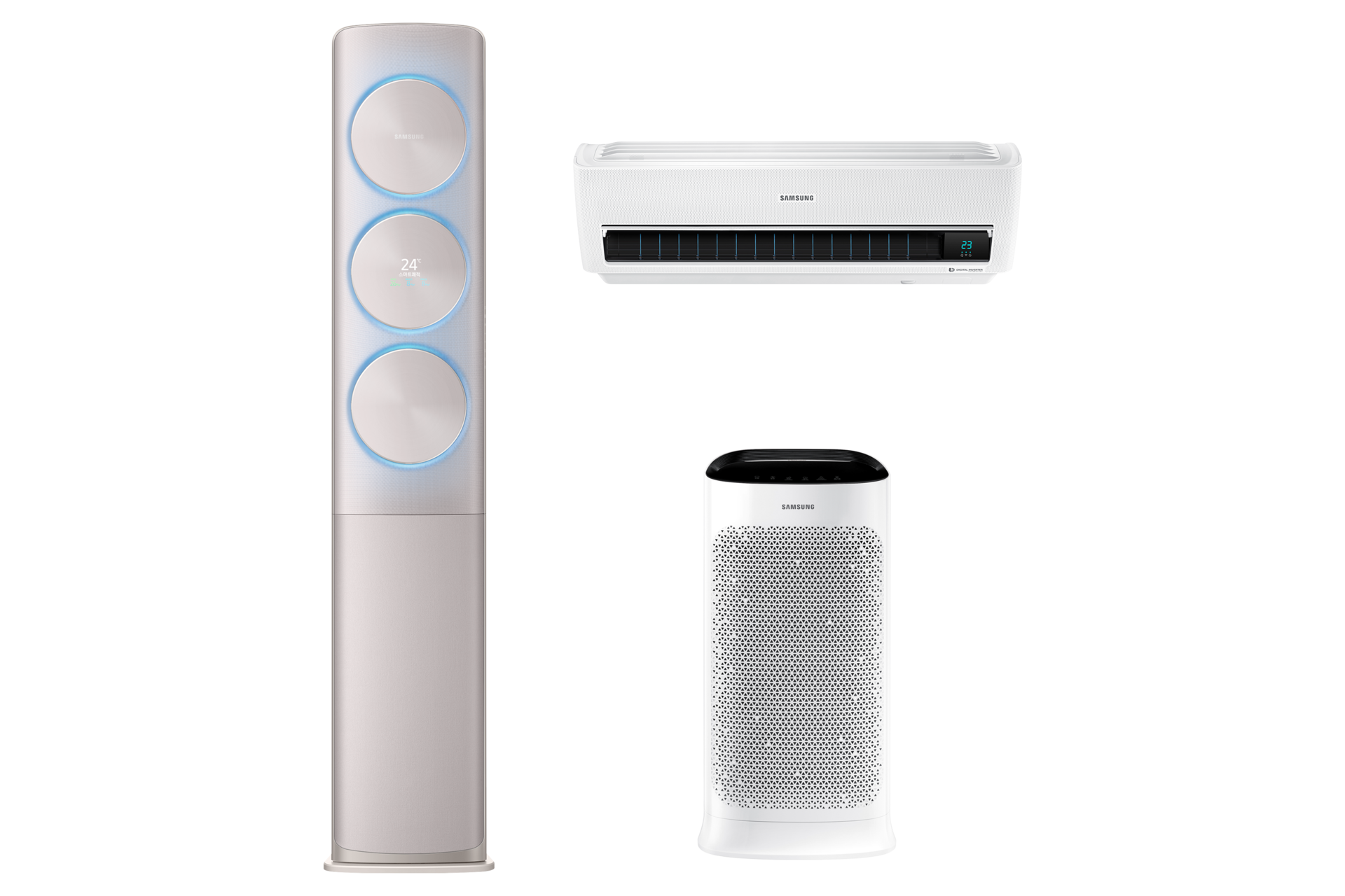 스텐드 에어컨, 벽걸이 에어컨, 공기 청정기 정면