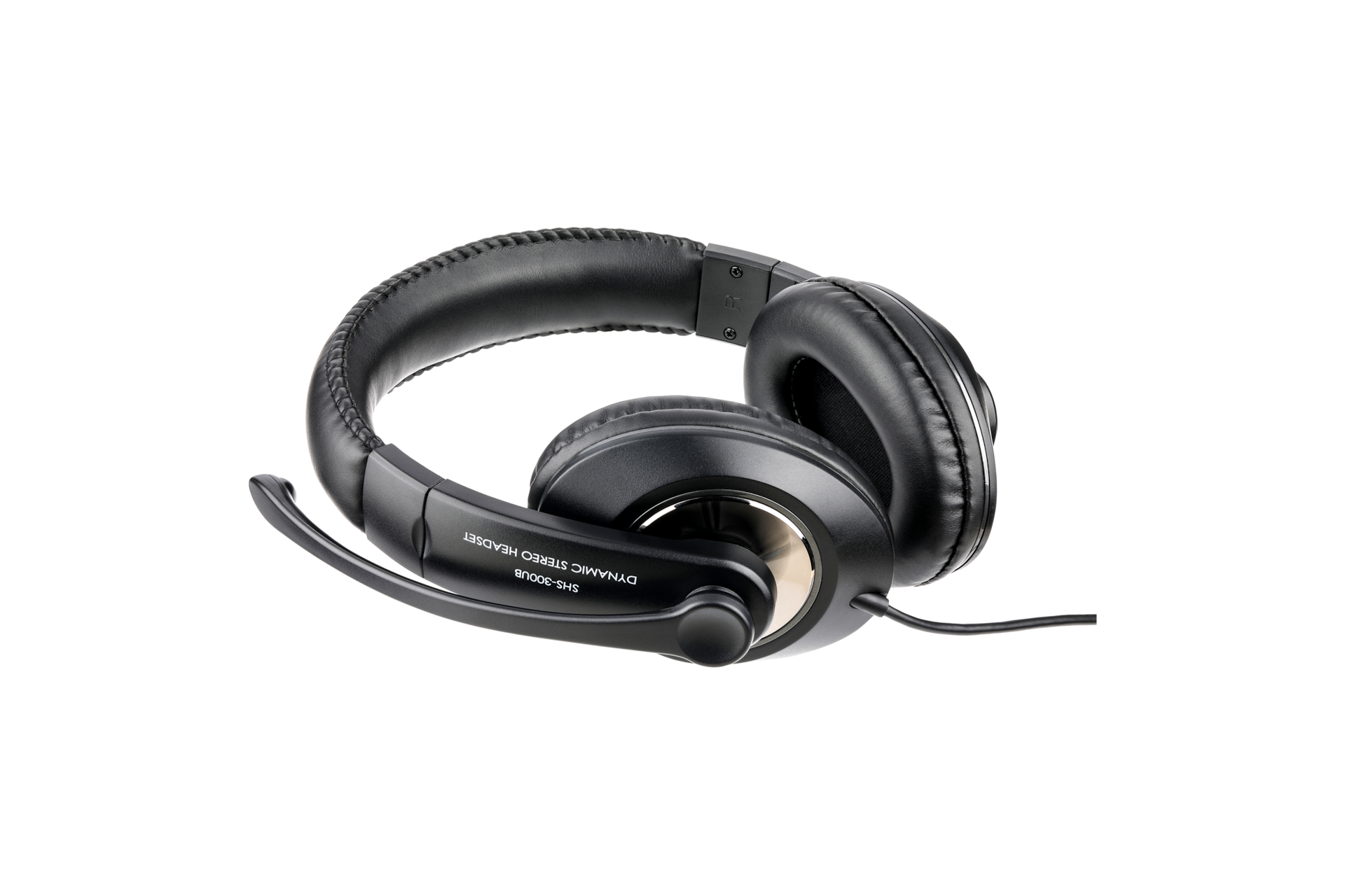 헤드셋 블랙 바닥으로 기울어진 제품 샷