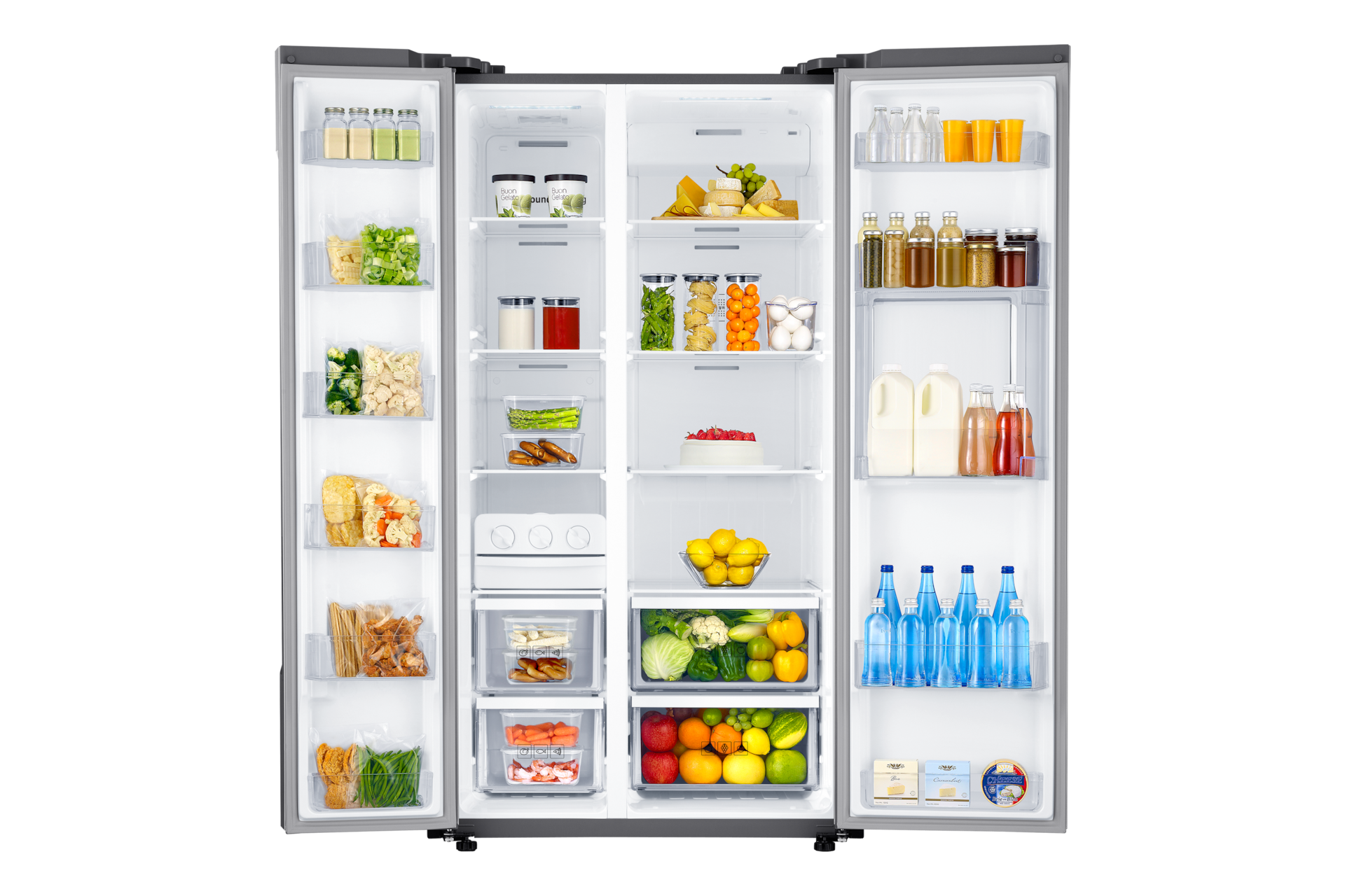 엘레강트 이녹스 앞면 전체 양쪽 문 열림 내용물 있음