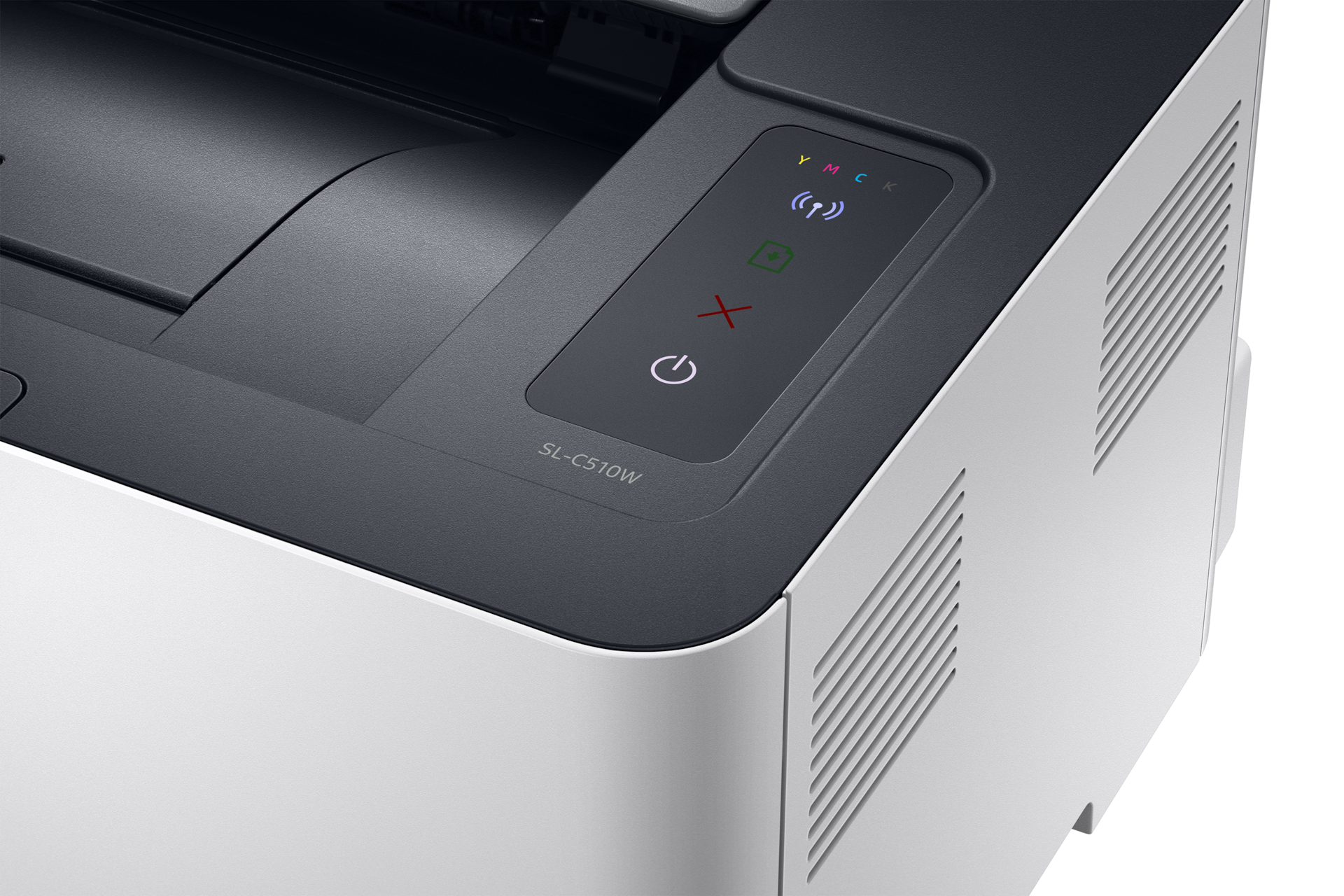 컬러 레이저 프린터 18/4 ppm 화이트 제품 조작부 확대 이미지