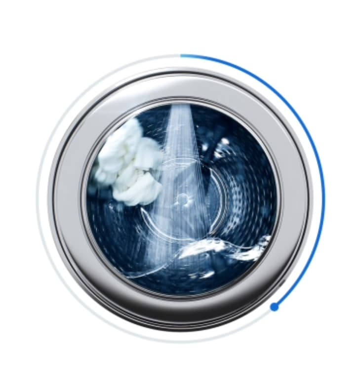 An image showing that the entire washing cycle – including washing, rinsing and drying – takes a total of 59 minutes.