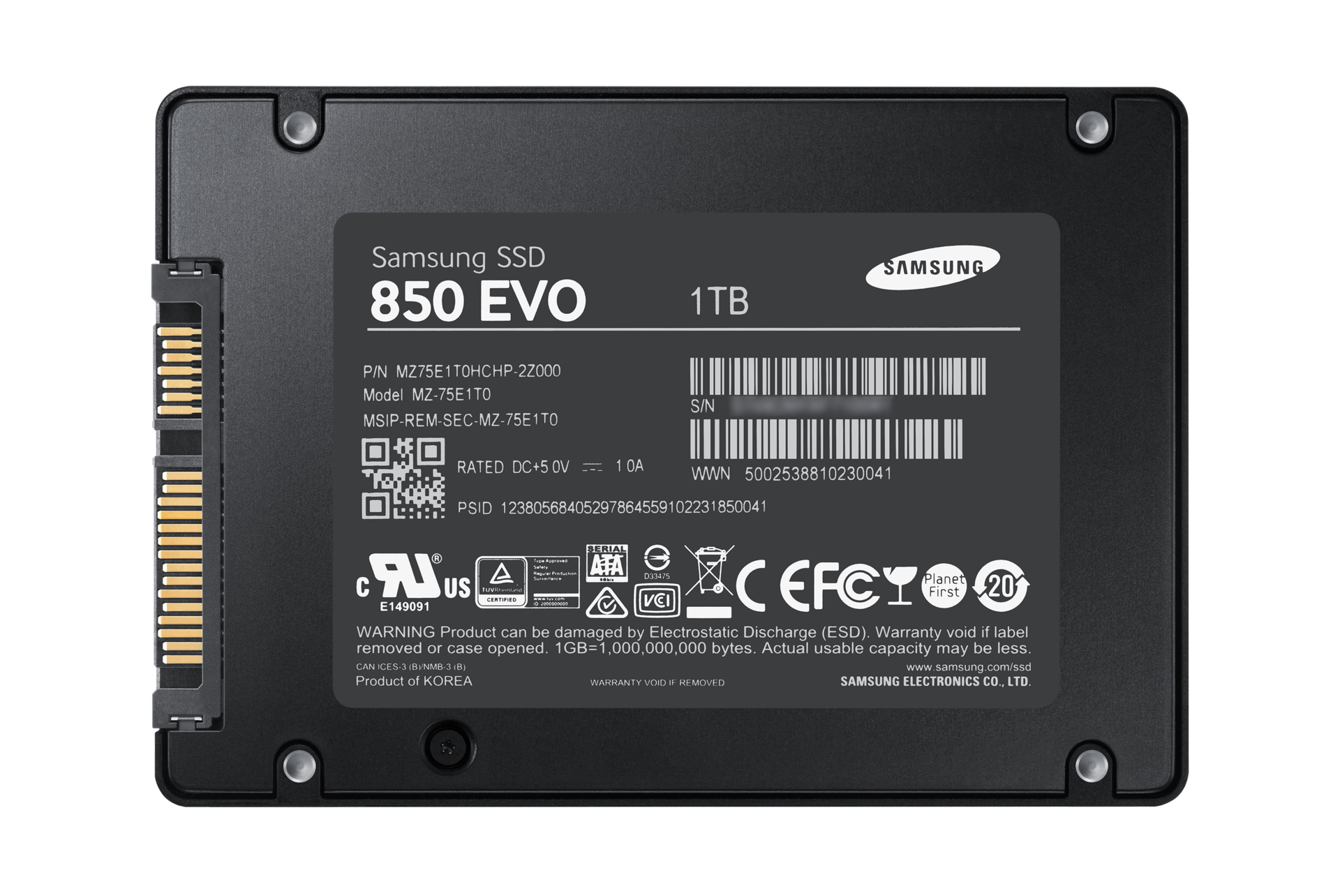 【美品】Samsung 850 EVO 1TB 2.5″SATA SSD SSD 850 EVO SATA III 2.5 inch 1 TB | MZ-75E1T0BW | Samsung