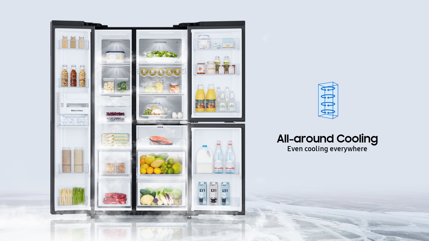 Samsung 3 Door Side by Side Refrigerator with all-round cooling