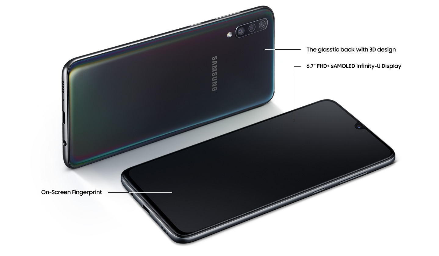 Samsung Galaxy A70 with on-screen fingerprint sensor
