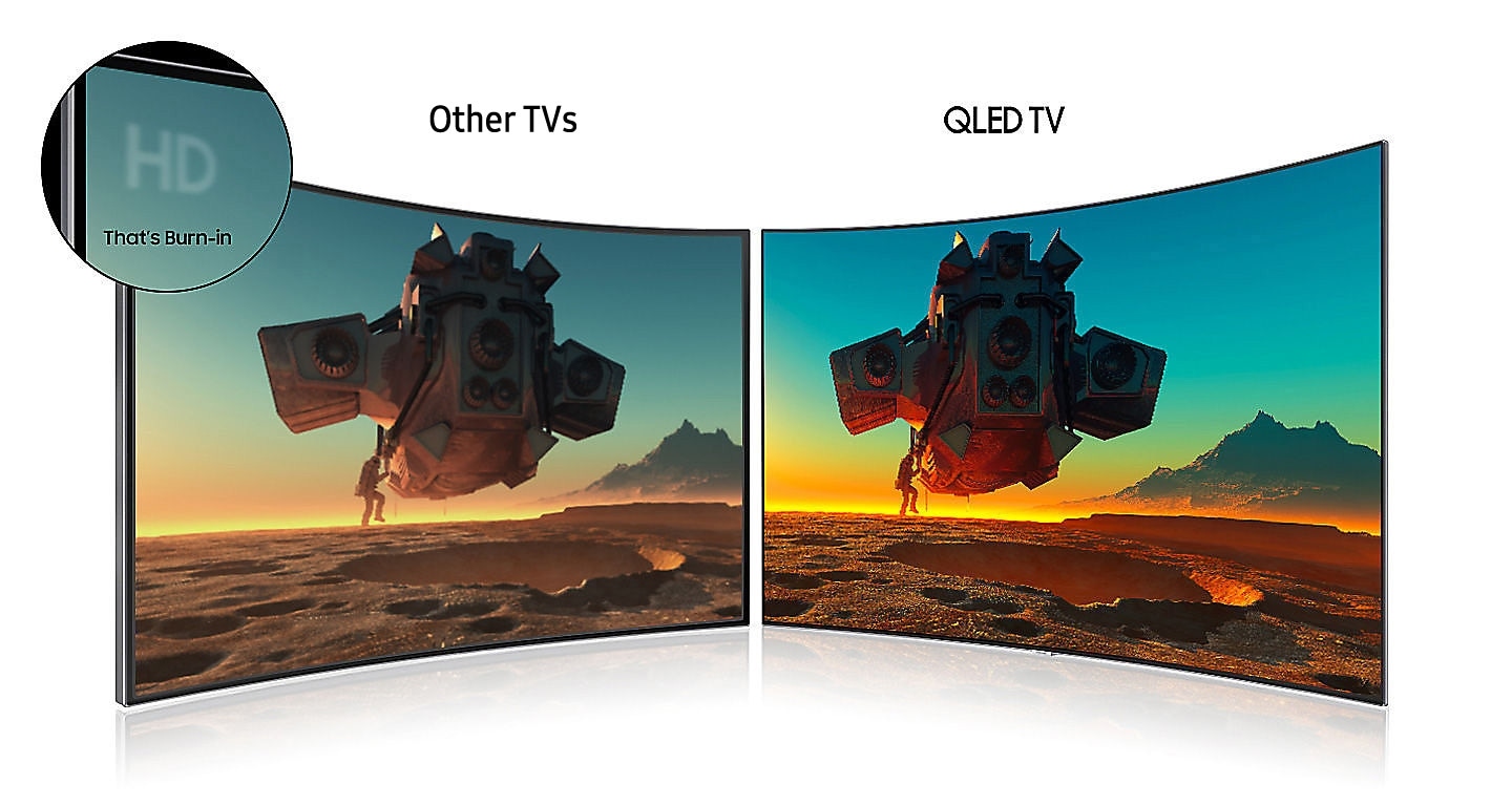 Samsung QLED Q8C Curved 4K Smart TV - no burn-in compared to other TVs