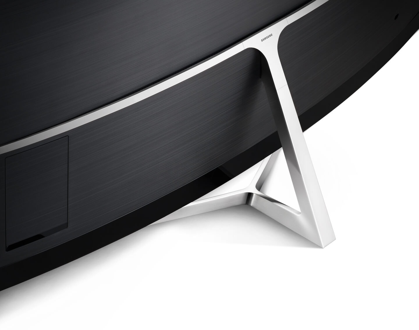 A back angle image of Samsung SUHD TV’s T-stand.