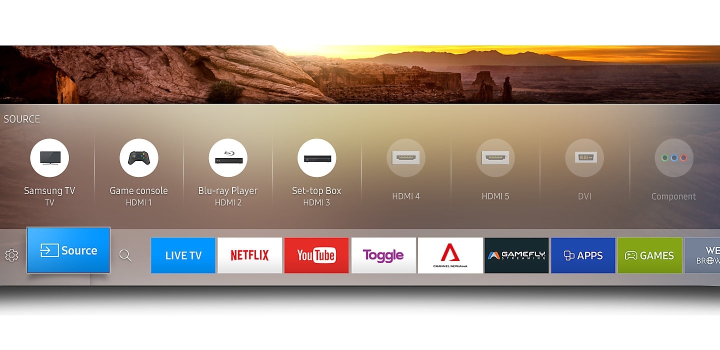 Smart hub UI called Eden is on Samsung TV onscreen.