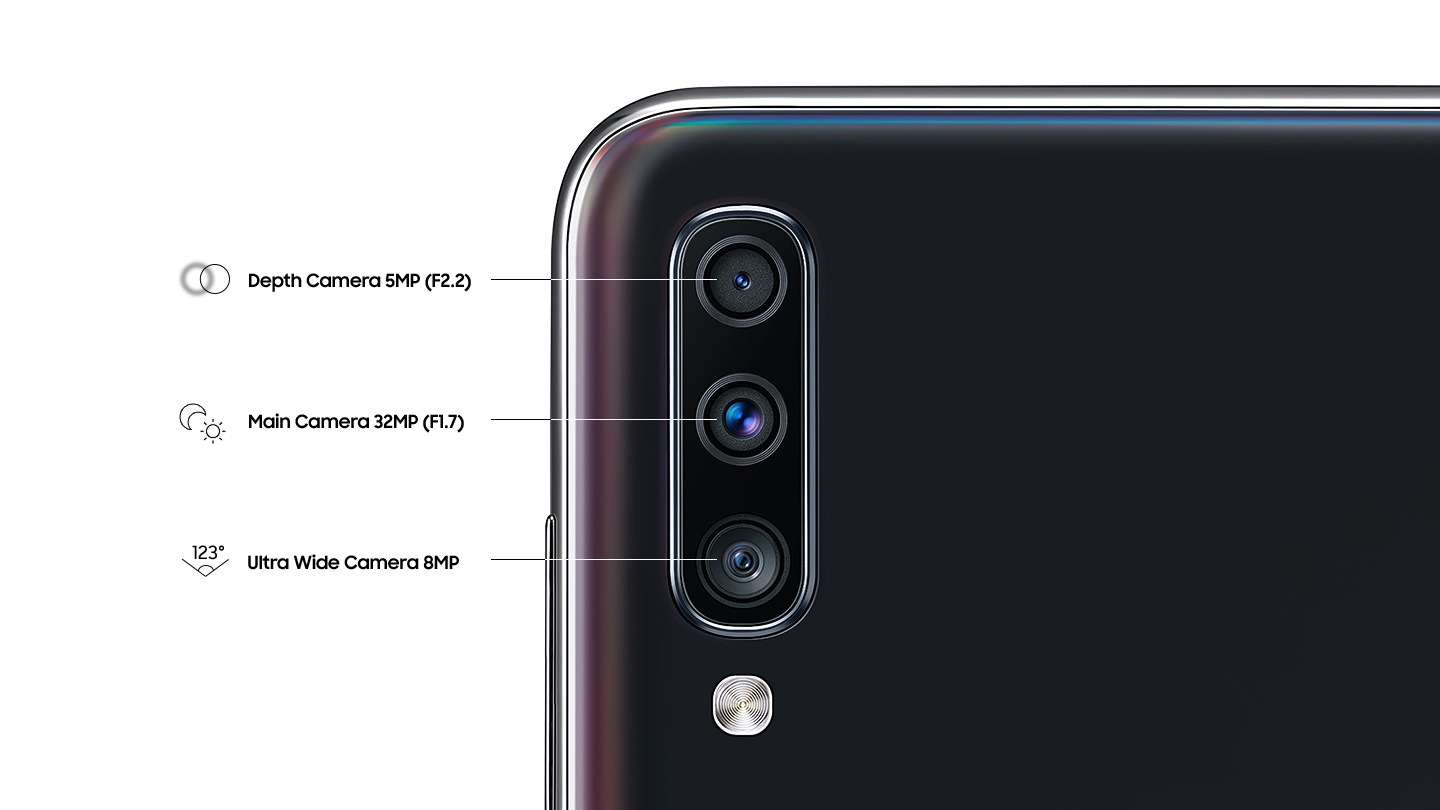 Samsung Galaxy A70 with triple rear camera