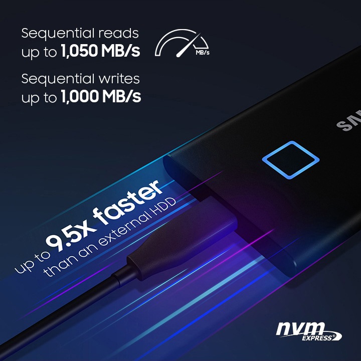 Portable SSD T7 Touch 2TB (Silver) | MU-PC2T0S/WW | Samsung