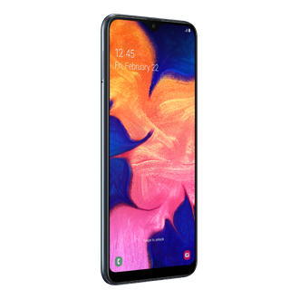 Samsung Galaxy A10 l-perspective view, main display size, 158.0mm (6.2" full rectangle) / 153.7mm (6.1" rounded corners)