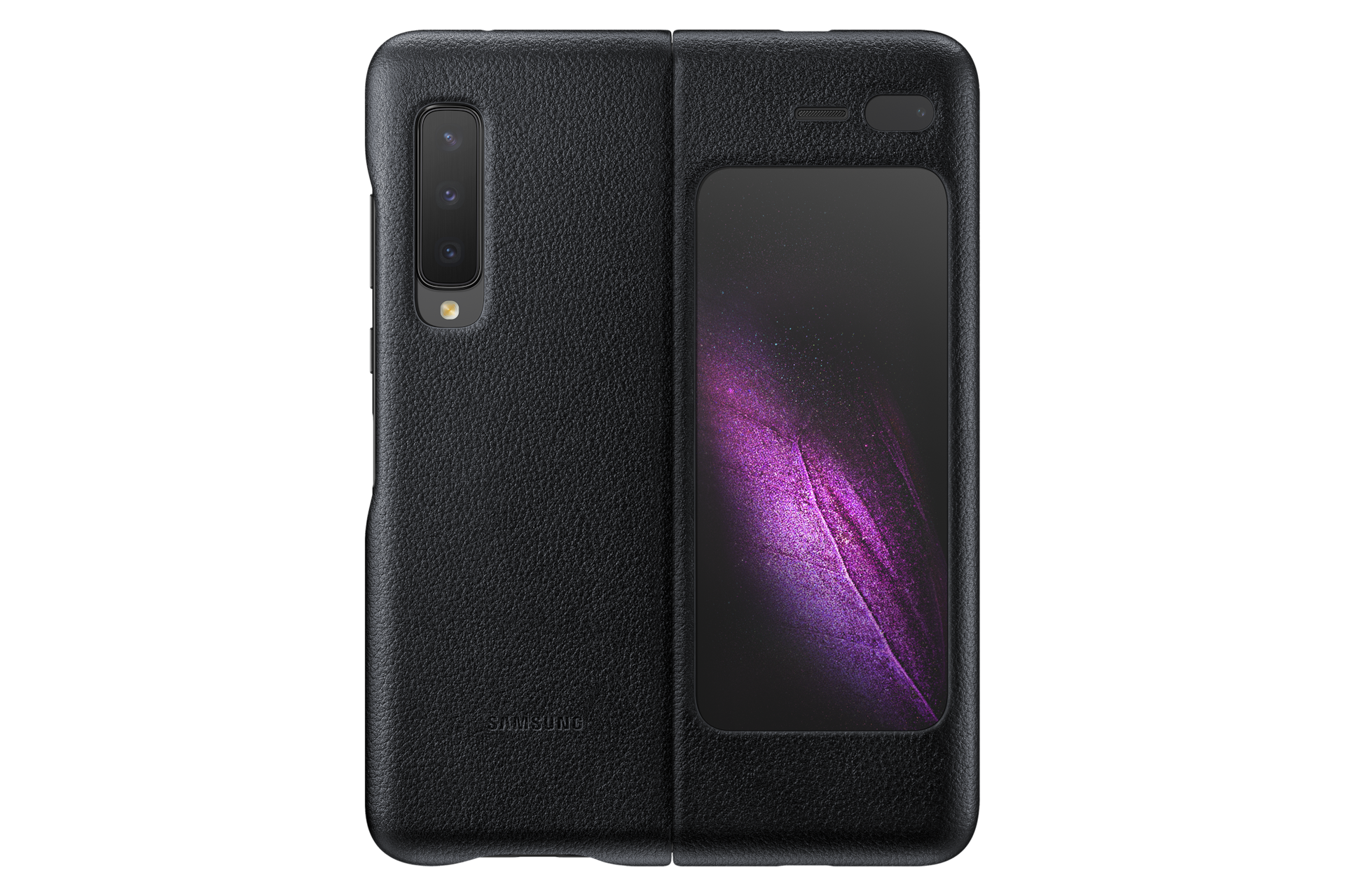 Galaxy Fold Leather Cover front black