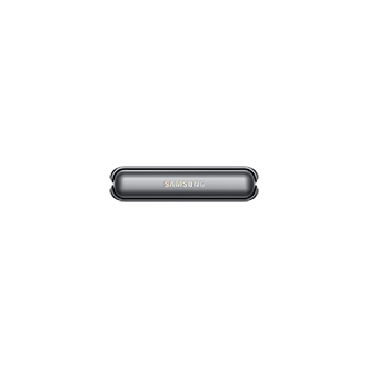 A hinge of the Samsung Galaxy Z Flip Thom Browne Singapore in Grey SM-F700FZAZXSP) is cloaked in hues inspired by a Thom Browne suit