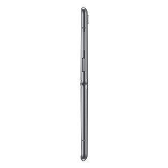 The side of Samsung Galaxy Z Flip Thom Browne Singapore in Grey (SM-F700FZAZXSP), coming with the Exclusive Thom Browne app pre-loaded feature