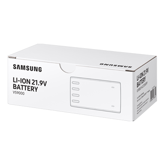 Check out Samsung VCA-SBT90 now. Battery for Jet 75 and Jet 90 white box packaging seen from right perspective view