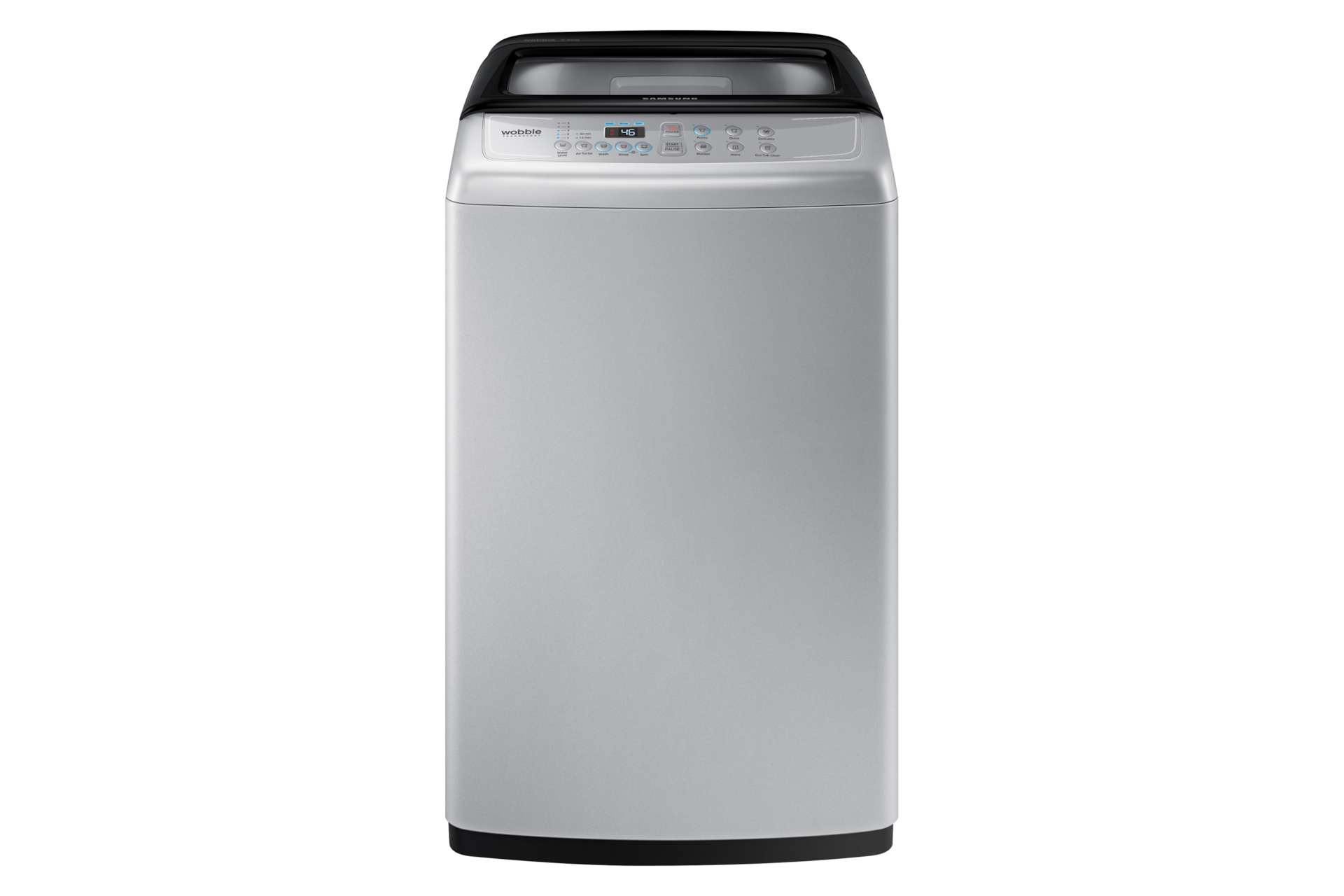 Washing Machine – Wobble 7.5Kg Top Load, 2 Ticks  Front silver