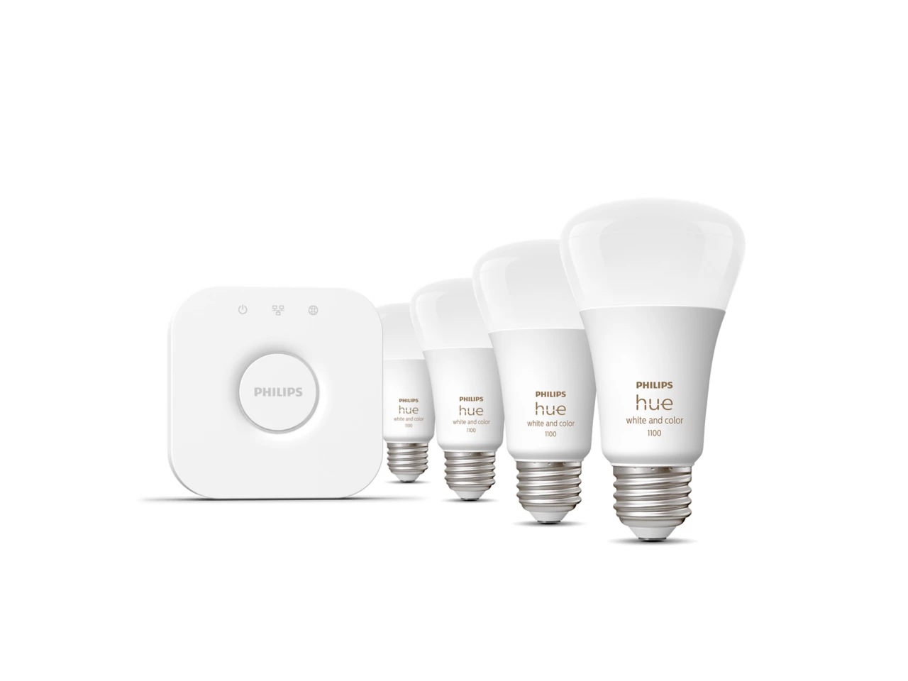 Close up of backside of Hue White and color ambiance Starter kit: 4 E26 smart bulbs (75 W)