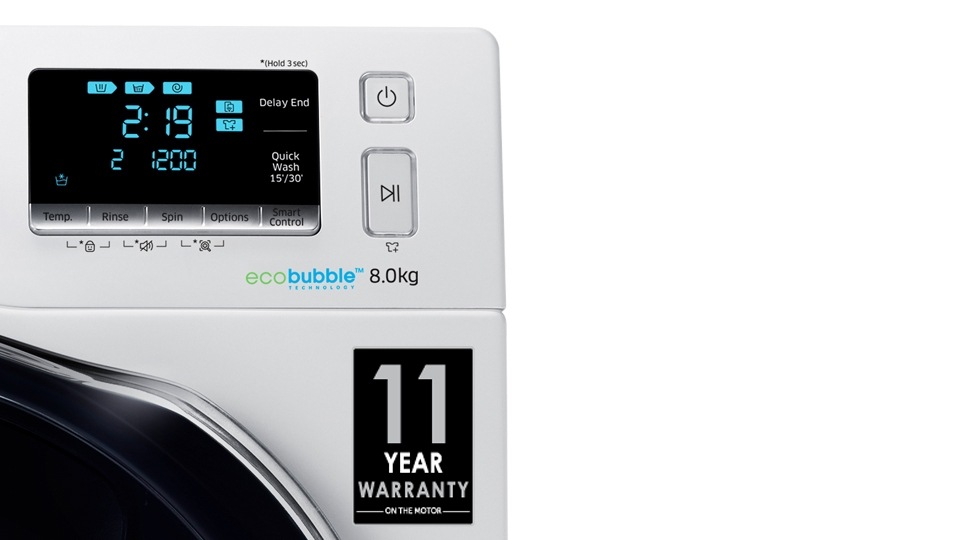 An image showing the Digital Inverter ten-year warranty sticker on the front of the WW6500.