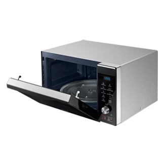 มุมมองด้านขวาของเตาอบอบ อุ่น ย่าง ทอด MC32K7055CT Convection, 32 ลิตร (สีดำ) พร้อมประตูเปิดเต็มที่