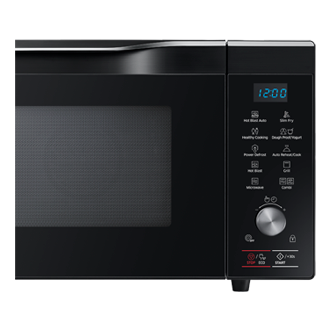 ภาพระยะใกล้ของแผงเมนู LED เตาอบ อุ่น ย่าง ทอด MC32K7055CT Convection, 32 ลิตร (สีดำ)