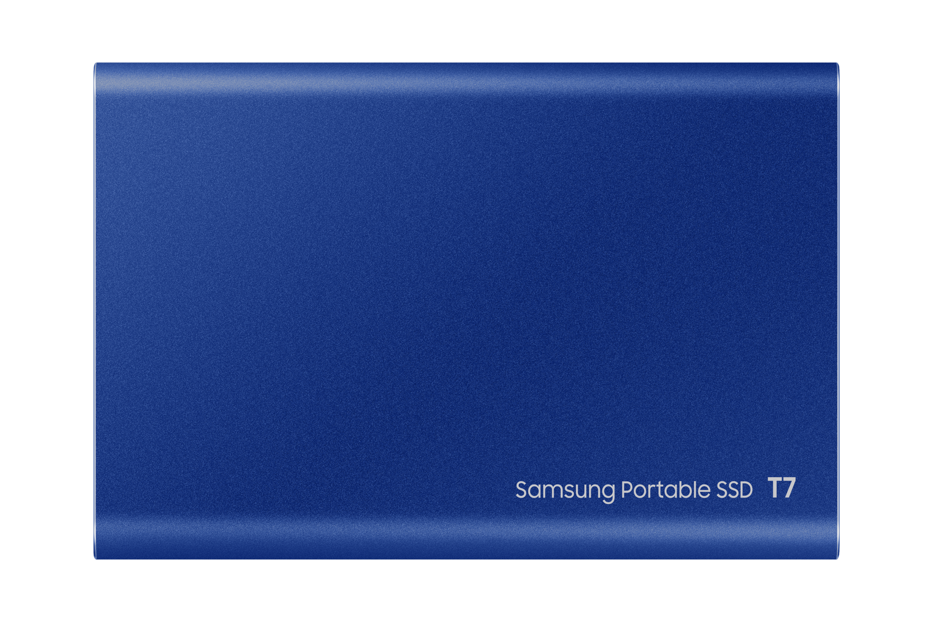 มุมมองด้านหลังของหน่วยความจำ Samsung Portable T7 SSD (สีน้ำเงิน) Portable SSD ความเร็วสูง