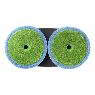 มุมมองด้านล่างของตัวอุปกรณ์ ผ้าทำความสะอาดสีฟ้าเขียว