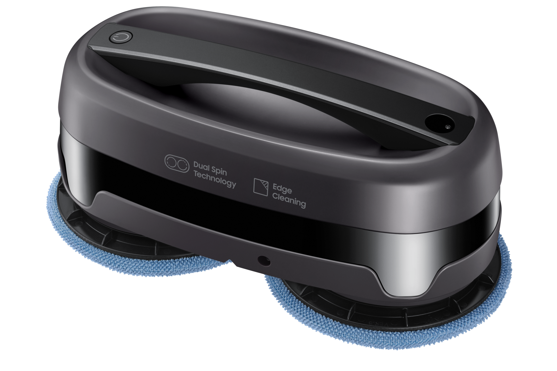 มุมมองเอียงด้านขวาของตัวอุปกรณ์ ผ้าทำความสะอาดสีฟ้า