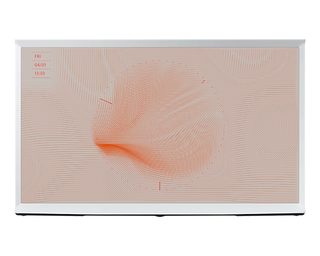 Samsung The Serif TV 43 นิ้ว สมาร์ททีวีที่ออกแบบมาสำหรับทุกโอกาส ด้วยดีไซน์ 360 องศาที่เข้าได้กับสิ่งรอบข้าง ช่วยให้รับชมได้อย่างเพลิดเพลินทุกมุม. ด้านหน้าของ The Serif สี Cloud White