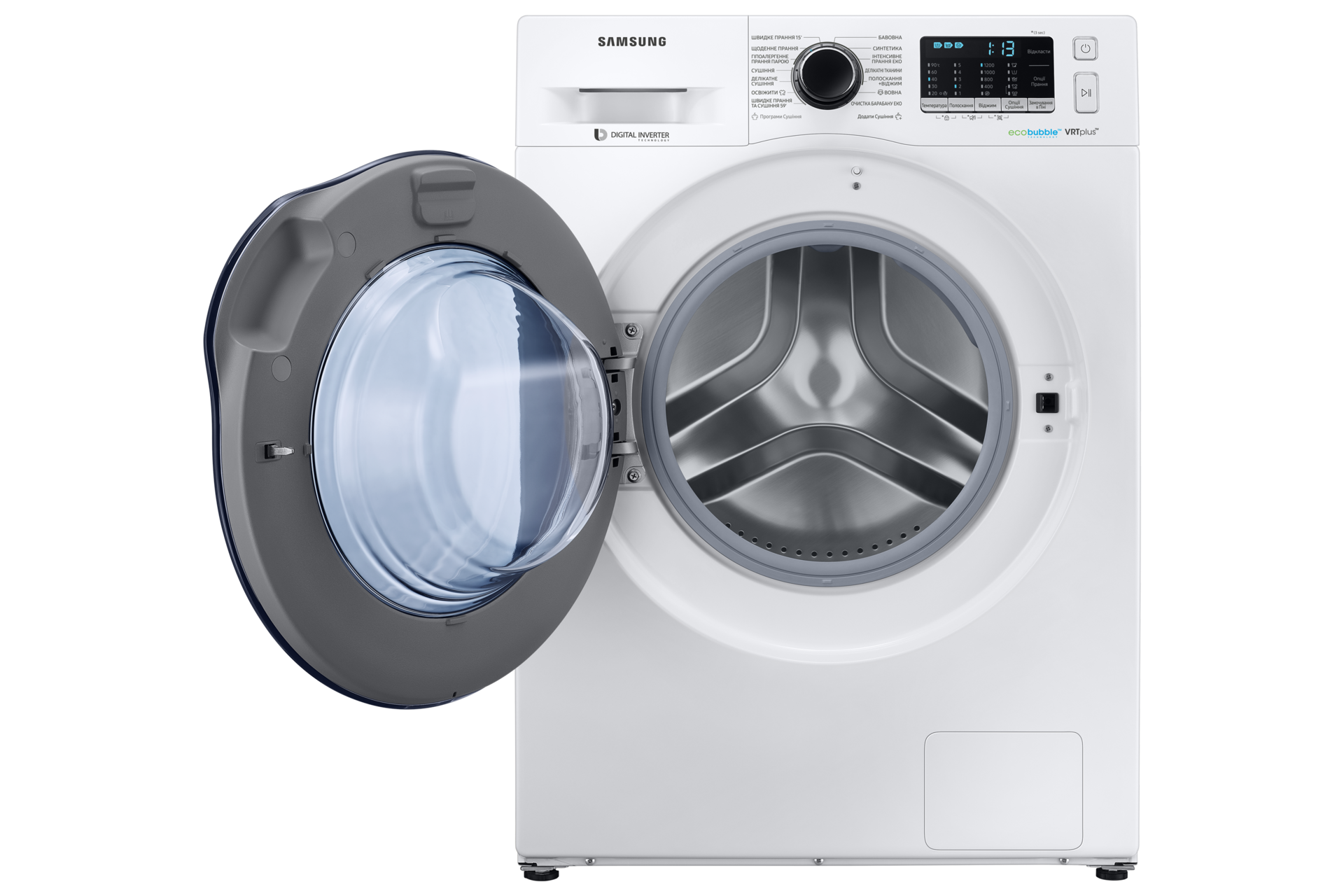 [Пральна машина з сушкою Sáms~úñg W~D5500K WD~80K52É0ÁW~/ÚÁ - фото fr~óñt-d~óór-ó~péñé~d whí~té]